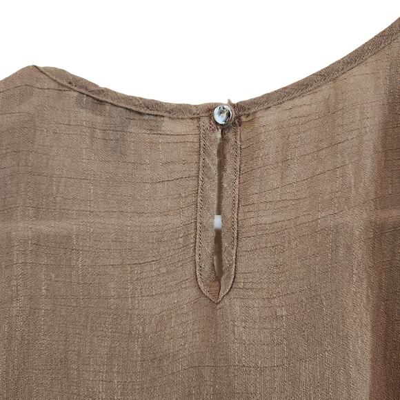 Sami & Jo Basic Round Neck Short Sleeve Textured Brown Blouse Rayon Size XL - Picture 6 of 9